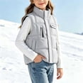 thumbnail image 2 of Hduncf Girls Quilted Puffer Vest, Warm Sleeveless Winter Jacket with Fleece Lining, Casual Outdoor Outerwear for Kids Gray 12-13 Years, 2 of 8