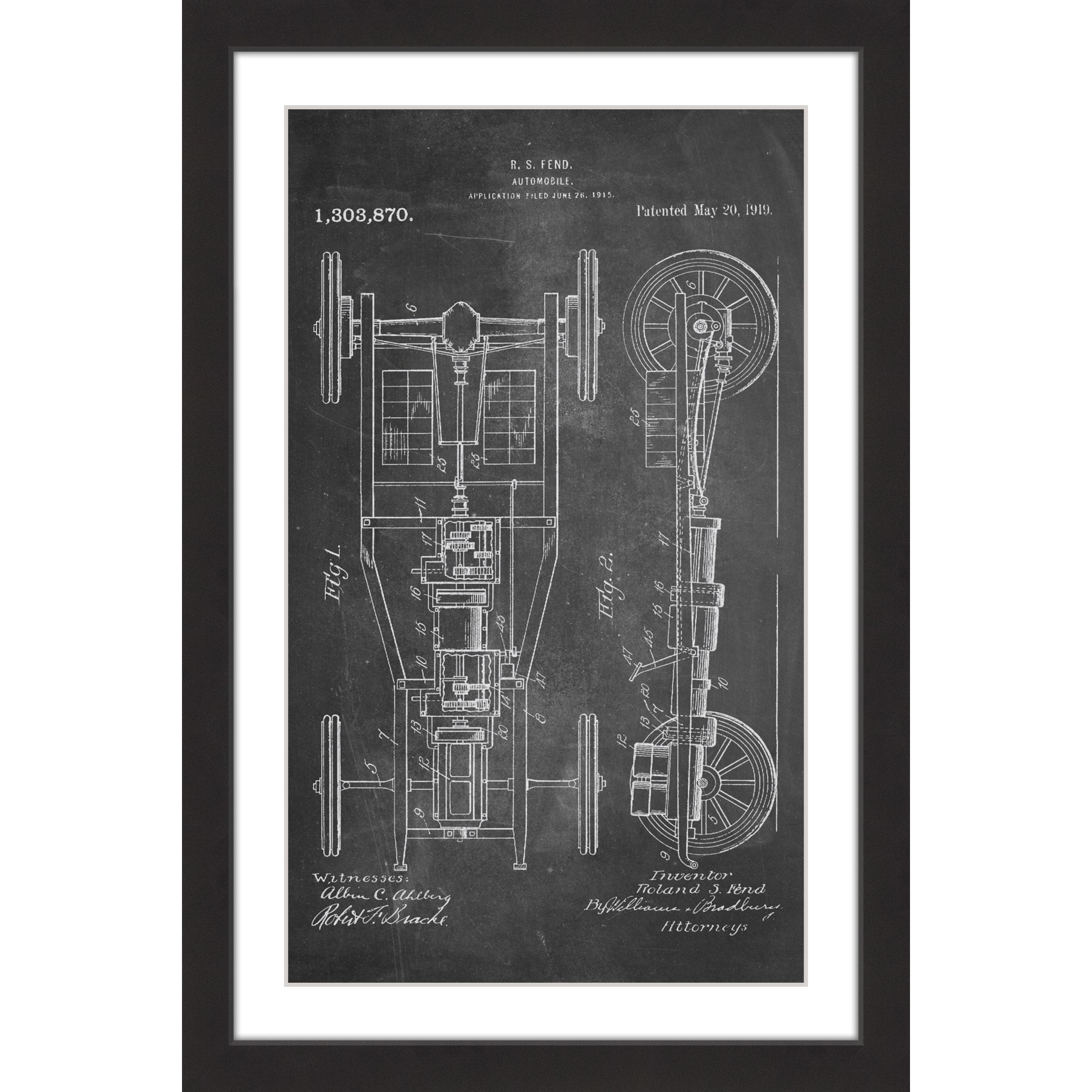 "Automobile 1919 Chalk" Framed Painting Print