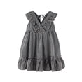 thumbnail image 6 of OGLCCG Girls Gingham Dress Summer Ruffle Sleeve Plaid Babydoll Dress Casual V Neck Flowy Swing Beach Sundress 3-13 Years, 6 of 6