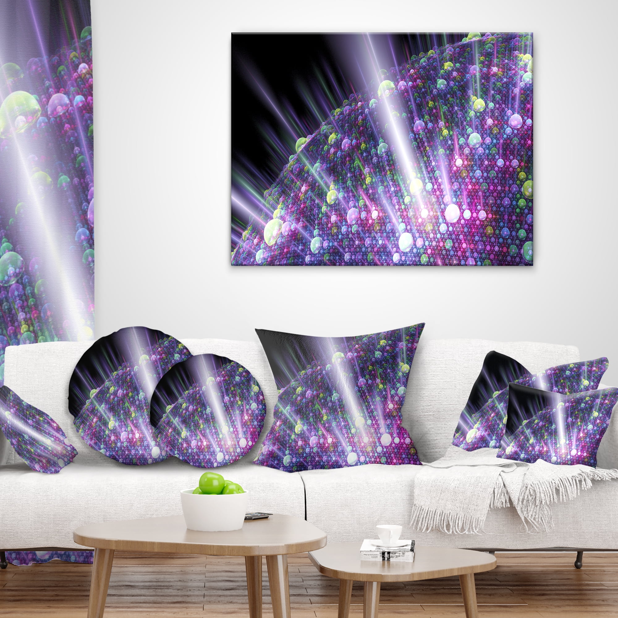 Designart Purple Solar Bubbles Planet - Abstract Throw Pillow - 12x20