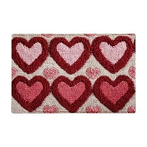 Luoshdecor Valentines's Day Floor Mat,Love Heart Plush Door Mat，Valentines Daily Decoration for Bathroom Bedroom Living Home