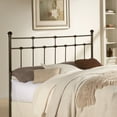 thumbnail image 2 of Dexter Metal Headboard Panel with Decorative Castings and Finial Posts, Hammered Brown Finish, Twin, 2 of 5