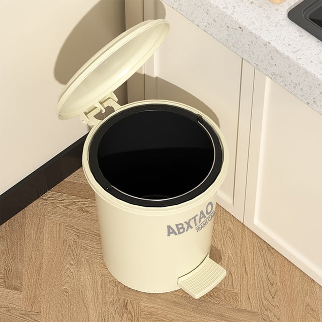 Foot Pedal Trash Can With Lid For Home Decor - Modern Sturdy Plastic Garbage Bin - For Kitchen Bathroom And Office