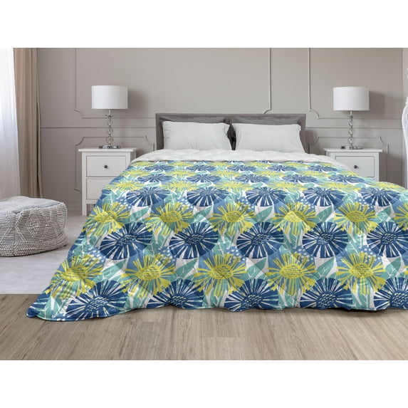 Oriental Down Alternative Comforter, Watercolor Style Interpretation of Camels with Ornamental Saddle and Cacti, Microfiber Quilt for All Season, 5 Sizes, Multicolor, by Ambesonne