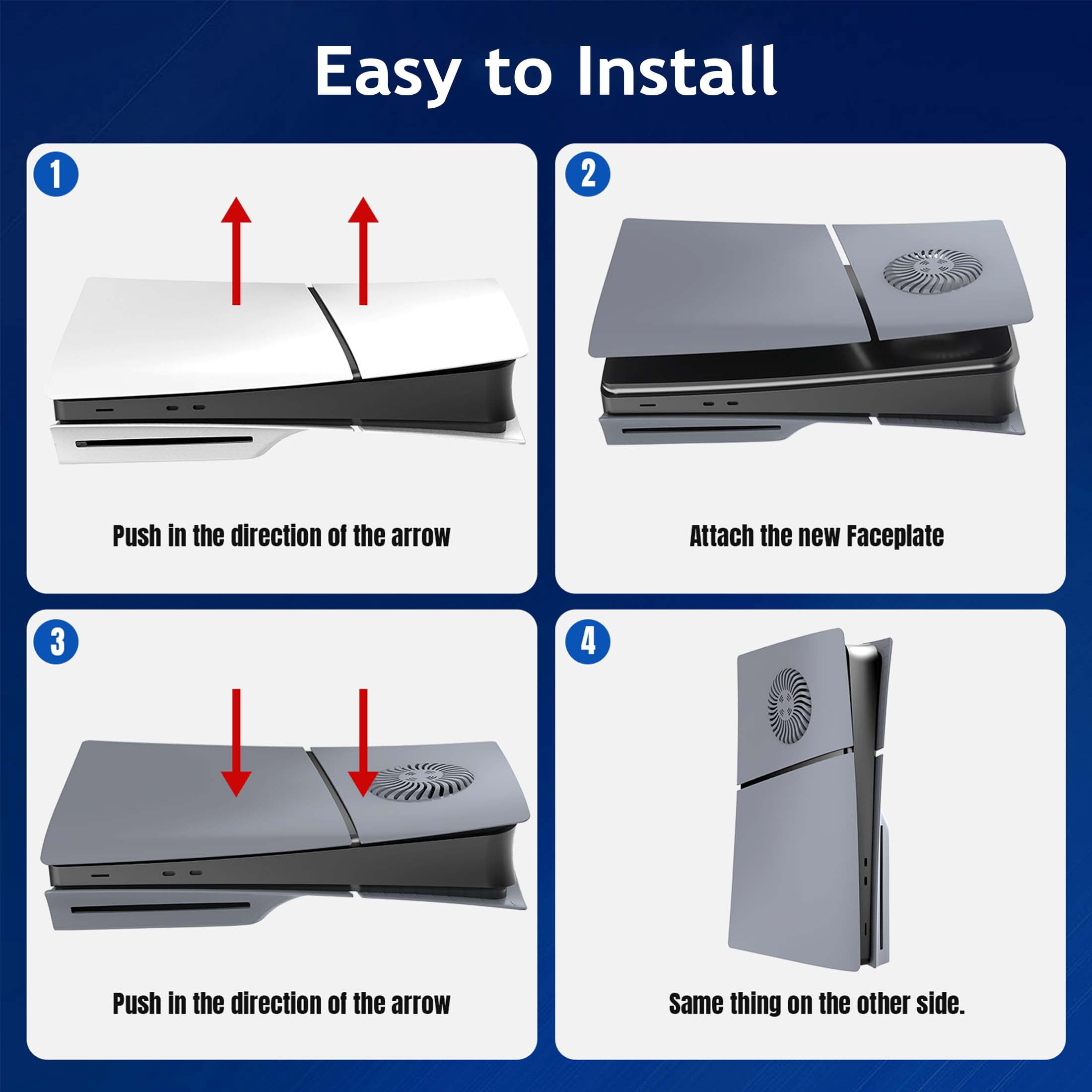 Faceplates for PS5 Slim Disc Edition Plate Cover Console with Cooling Vents & Dust Filter, 30th Anniversary Grey