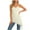Beige, variant on Women Lace Trim Satin High Low Tops Silk Spaghetti Strap Asymmetrical Side Split Cami Top Flowy Silky Layering Tops (Yellow, XS)