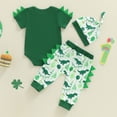 thumbnail image 4 of larppty Infant Baby Boy First Birthday Outfit Dinosaur Short Sleeve Romper Long Pants Hat One Year Old Boys Clothes, 4 of 4