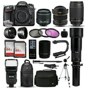 Nikon D7100 DSLR Digital Camera + 18-55mm VR II + 6.5mm Fisheye + 55-300mm VR + 650-2600mm Lens + Filters + 128GB Memory + Action Stabilizer + i-TTL Autofocus Flash + Backpack + Case + 70" Tripod