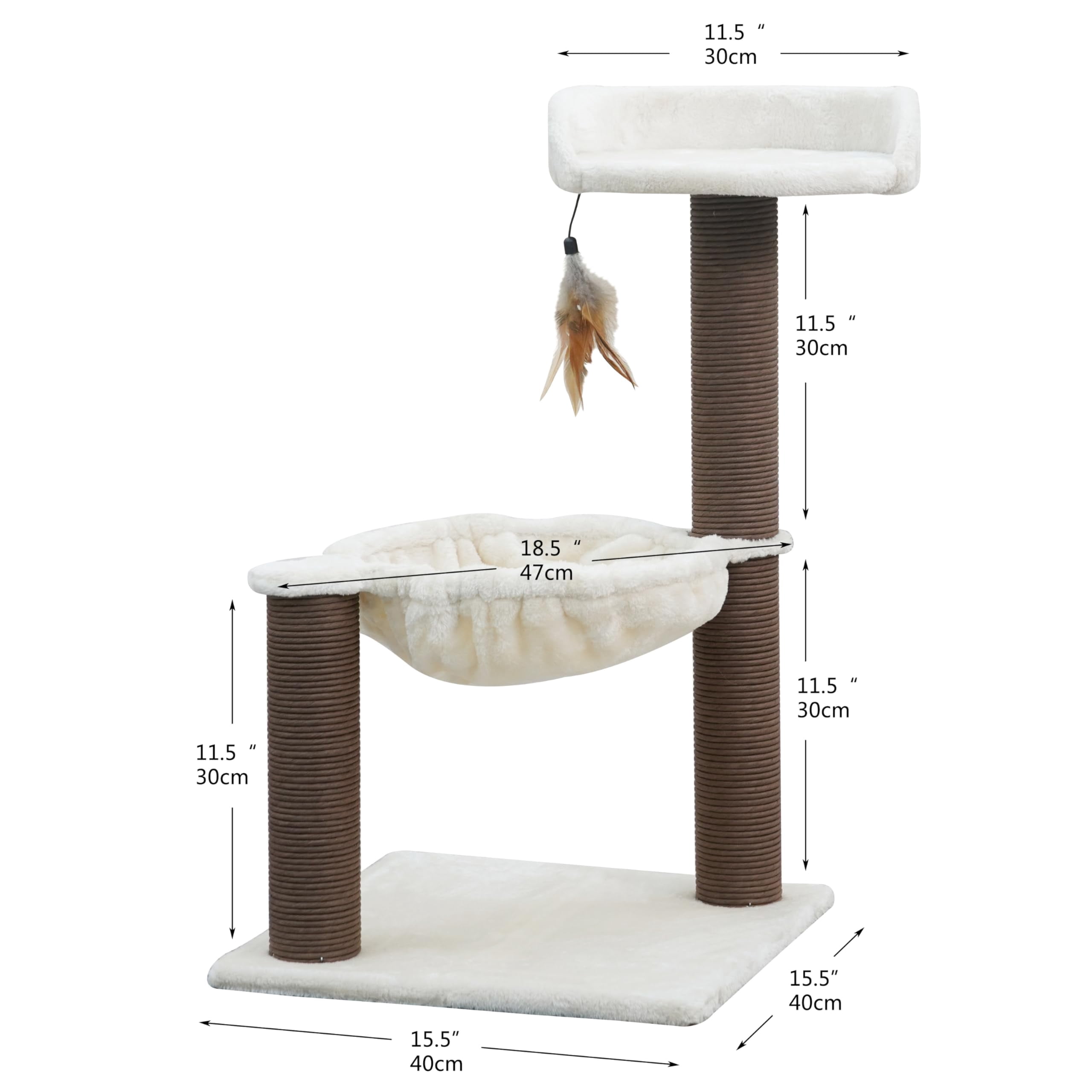 Nirvana 3-level Kitten Tree With Plush Perch  Soft Hammock And Paper Rope Posts Minimalist Cat Furniture For Climbing & Resting Ideal Kittens Small Cats Beige
