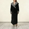 thumbnail image 2 of MGDXOX Long Robes for Women Fluffy Fleece Warm Cozy Hooded Bathrobe Plush Casual Plus Size Winter Housecoat Sleepwear Black XL, 2 of 8
