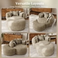 thumbnail image 5 of Wiilayok 50.5'' Oversized Chaise Lounge Chair Indoor,Thickened Backrest Sleeper Sofa Couch with Soft Pillows for Living Room, Light Brown, 5 of 9