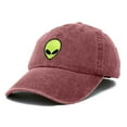 thumbnail image 5 of Dalix Alien Embroidered UFO Dad Hat Cotton Baseball Cap Adjustable Mens in Washed Red, 5 of 5
