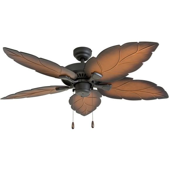 Prominence Home 50575-35 Falklands Tropical 52-Inch Tropical Bronze Damp Rated Ceiling Fan, Mocha Blades