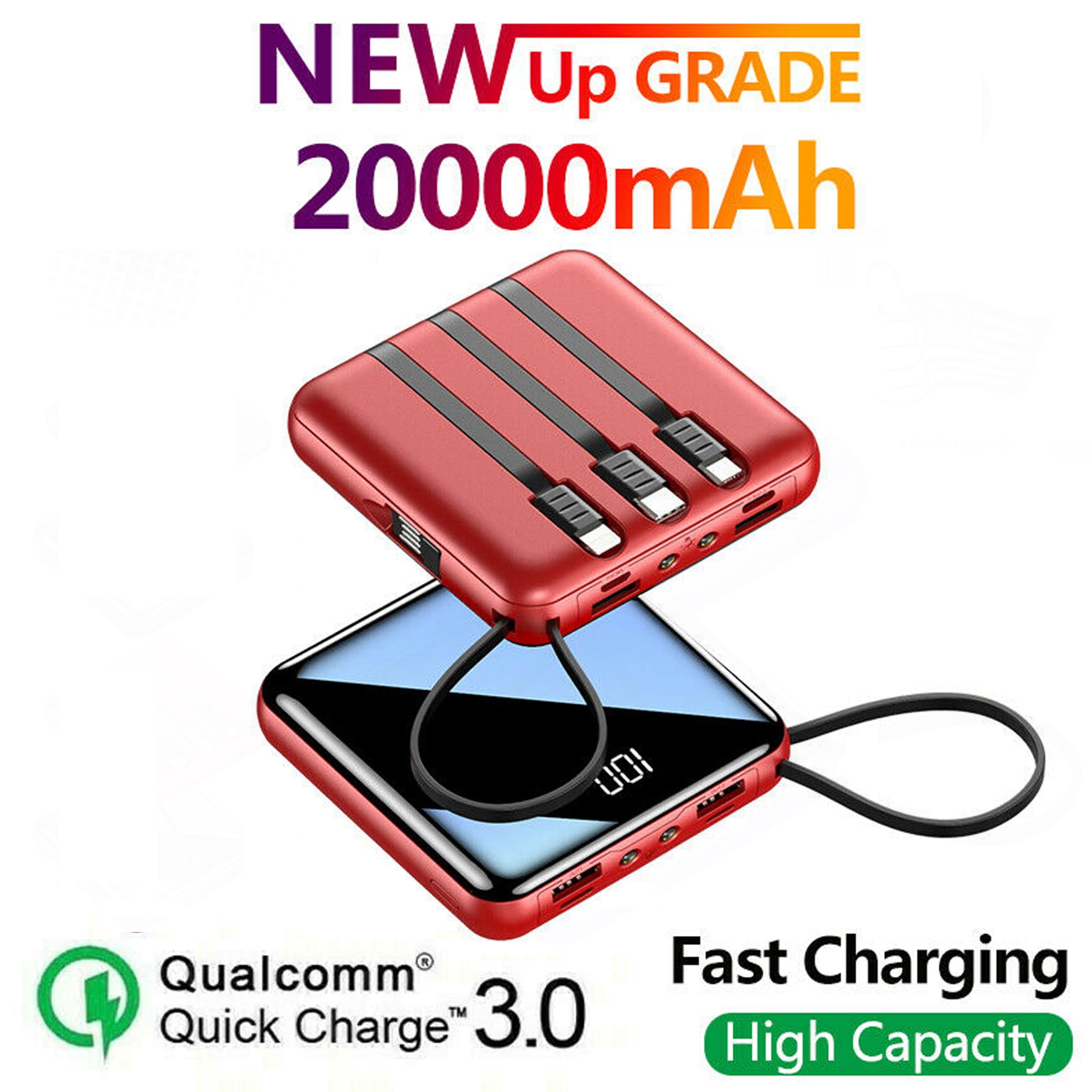 Ultra Slim 20000mAh Power Bank Fast Charging 2 USB Portable Charger