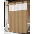 thumbnail image 4 of Pure Khaki No Hook Shower Curtain Waterproof, Bathroom Curtains with Snap in Liners and See Through Top Window, Simple Solid Color Hotel Style Bathtub Curtains Shower 72"Wx96"L, 4 of 8