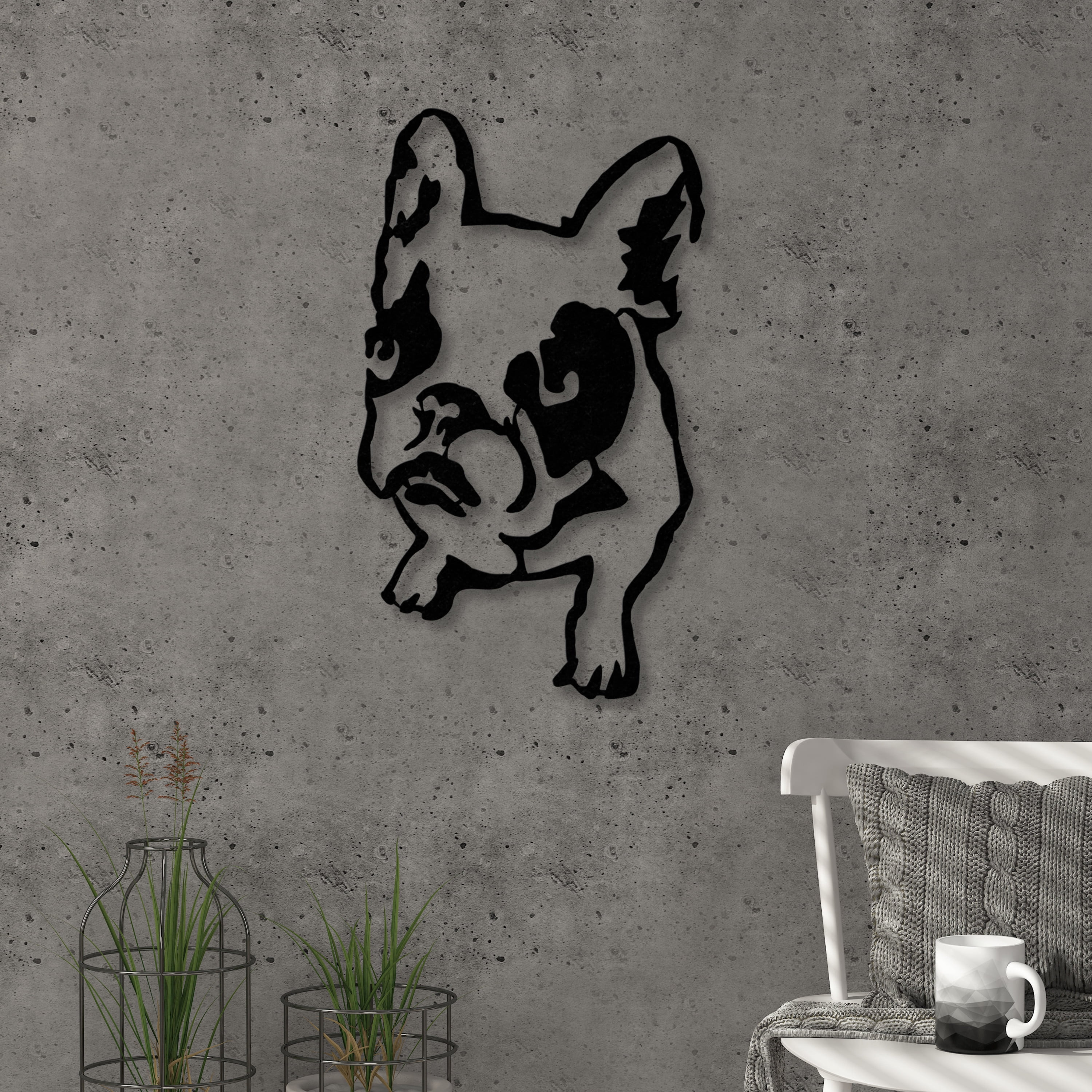 Ada Home D/écor MWAB1151 Bulldog Metal Wall Art 12.6 x 21.26 Black Ada Home Decor