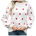 thumbnail image 2 of Sakmal White Womens Winter Sweaters Polka Dot Crew Neck Streetwear Women Sweaters S, 2 of 7