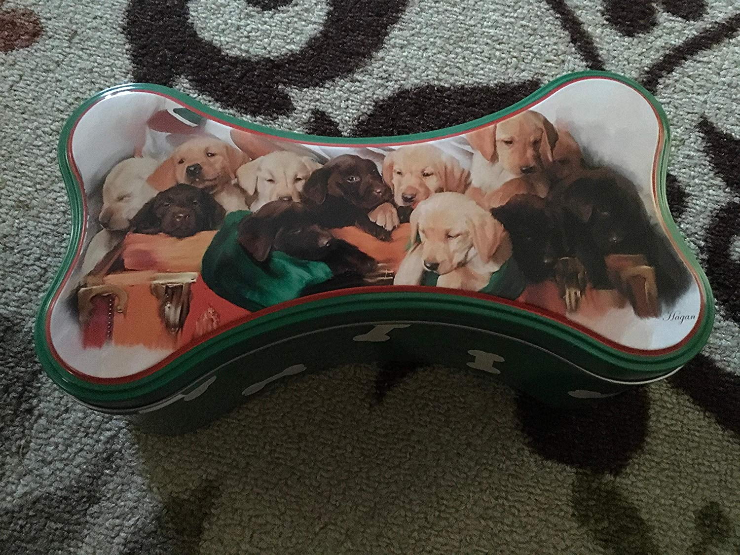 Bones Shaped Box Holiday Christmas Dog Puppy Bones Styles B Metal