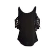 thumbnail image 4 of Colisha Casual Blouse Top for Women Off Shoulder Strap T Shirt Plus Size Summer Beach Hollow Short Sleeve Tee Sexy V Neck Tunic, 4 of 4