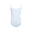 thumbnail image 3 of LLYwey Girls Dance Leotards - Toddler Girls' Sleeveless Bodysuit Tops - Ruched Front V-Neck Backlesss Spaghetti Strap Camisole Undergarment Gymnastics Leotard, T-29, Light Blue, 9T, 3 of 6