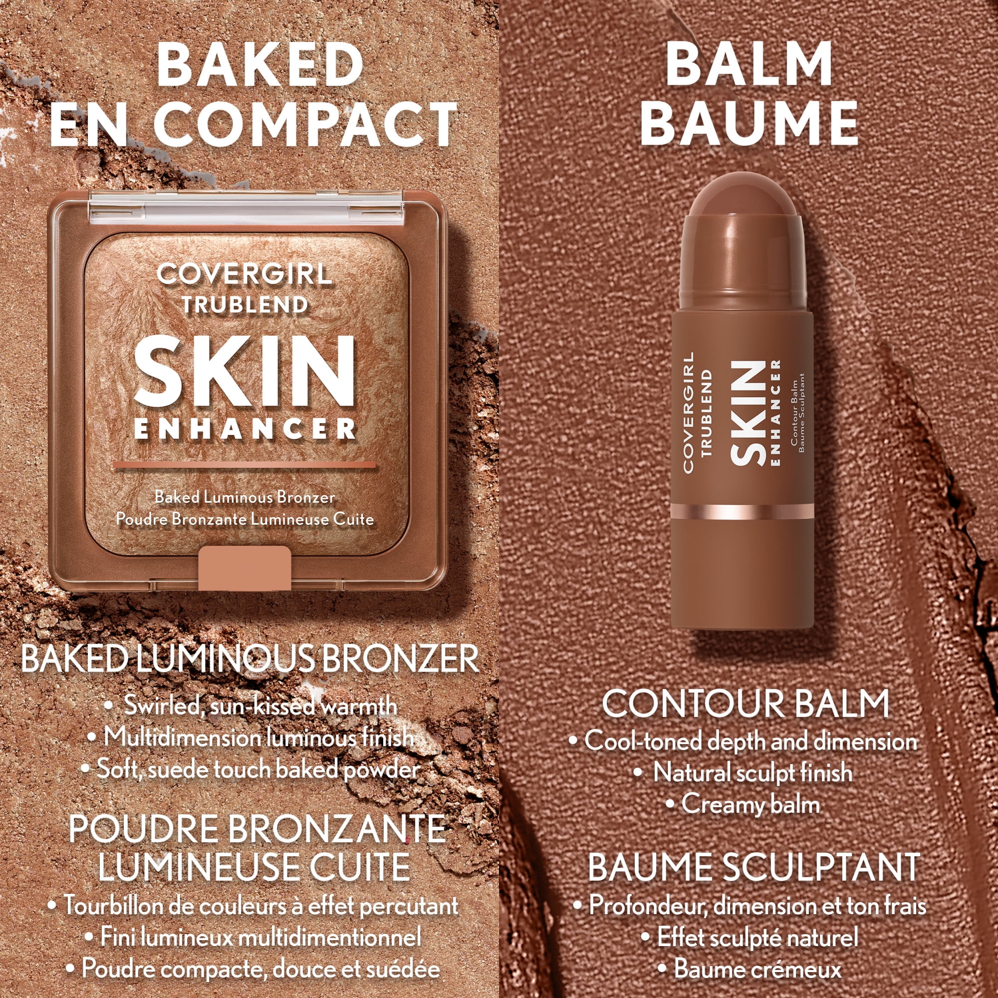 COVERGIRL TruBlend Skin Enhancer Bronzer lumineux cuit au four, fini lumineux, avec acide hyaluronique et extrait de rose blanche, se fond parfaitement, estompe les pores, 8 g (0,28 oz)