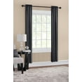 thumbnail image 2 of Mainstays Threaded Print Solid Color Room Darkening Rod Pocket Curtain Panel Pair, Set of 2, Black, 30 x 84, 2 of 2