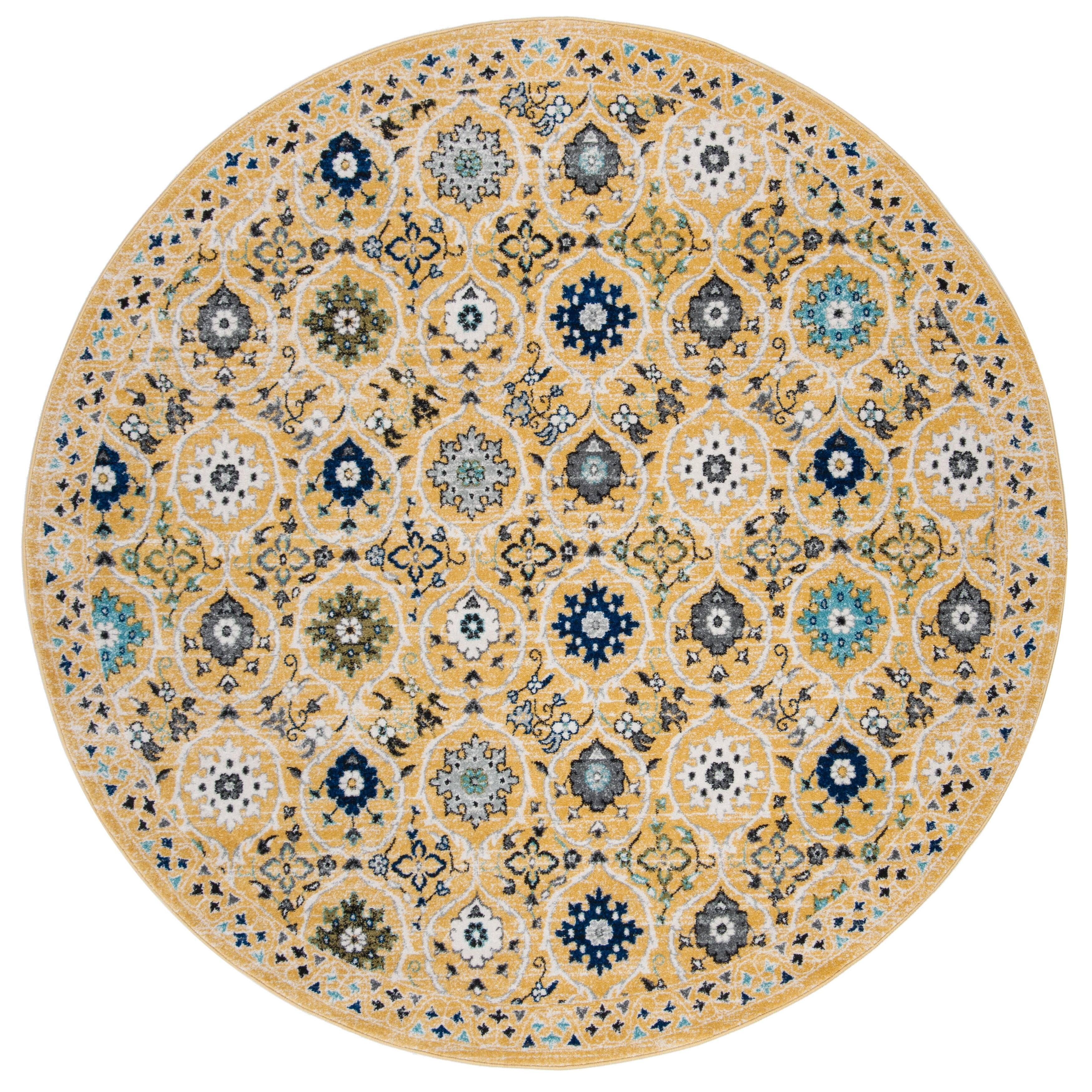 SAFAVIEH Evoke Charlotte Floral Area Rug, Gold/Ivory, 6'7" x 6'7" Round