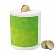thumbnail image 3 of Lime Green Piggy Bank, Cloudy Shade of Color Pastel Toned Backdrop Irish Tones, Ceramic Coin Bank Money Box for Cash Saving, 3.6" X 3.2", Lime Green Avocado Green, by Ambesonne, 3 of 4