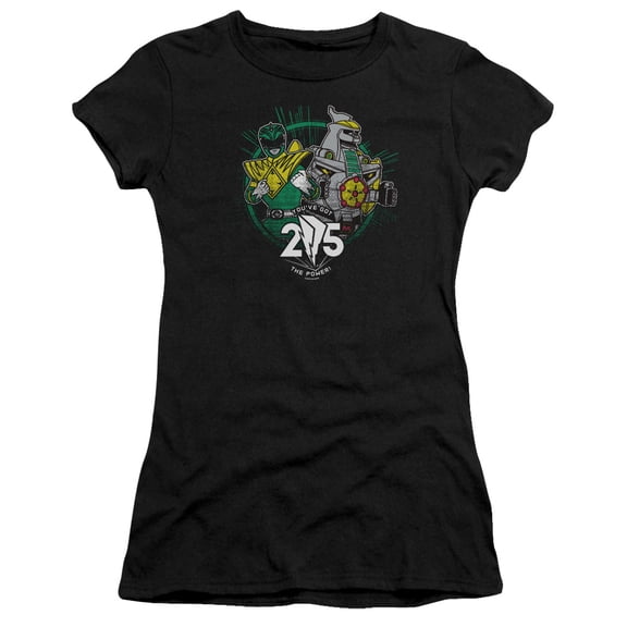Power Rangers Green 25 Junior Women's T-Shirt Sheer Black
