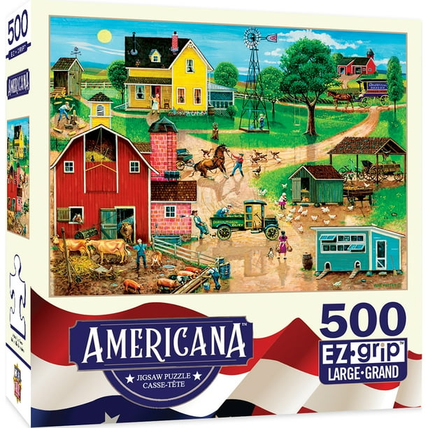 Masterpieces America By Bob Pettis After The Chores 500 Piece Ez Grip Puzzle Walmart Com
