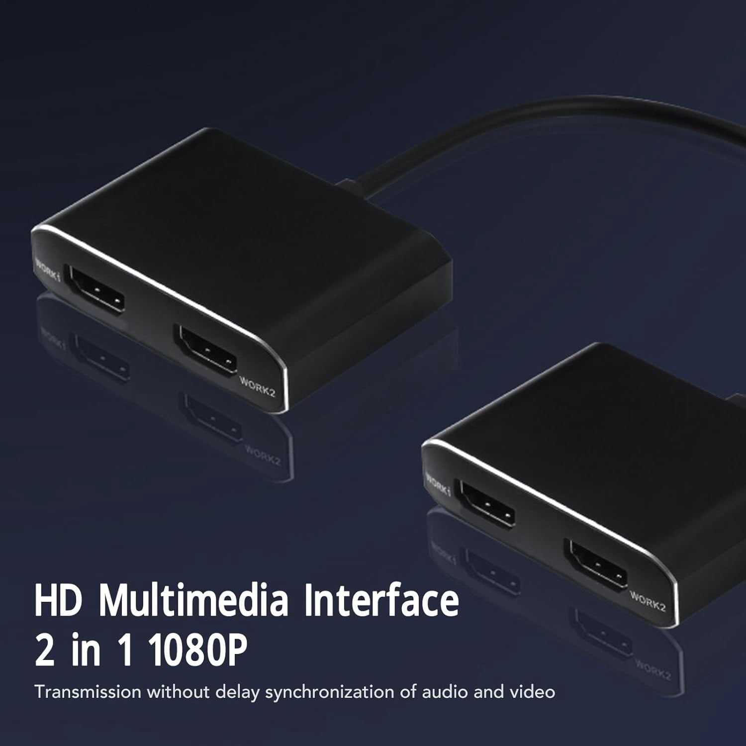 USB 3.0 To Dual HD Adapter, External Video Graphics Card HD Dual Monitor Display Adapter 1920x1080P 5Gbps USB C Splitter 2 Monitor Extended Display for PC Laptop