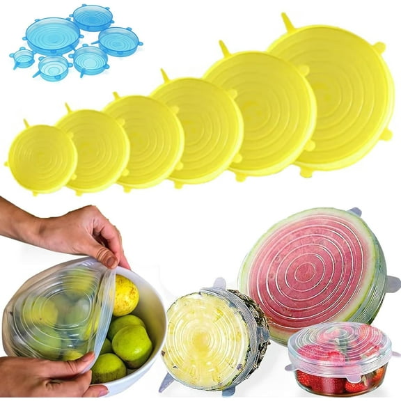 Repertoireof Silicone Stretch Lids, Silicone Cover Stretch Lids Reusable Airtight Food Wrap Covers, Ajustables Heat Resistant Stretch to Fit Food Covers, Keep Everything Fresh, Eco-Win (A)
