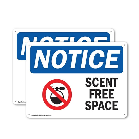 (2 Pack) Scent Free Space OSHA Notice Sign 24 Inch X 18 Inch Indoor / Outdoor Rust-Free Aluminum Metal Signs for Workplace, Workshop, and Construction Site, Made in the USA