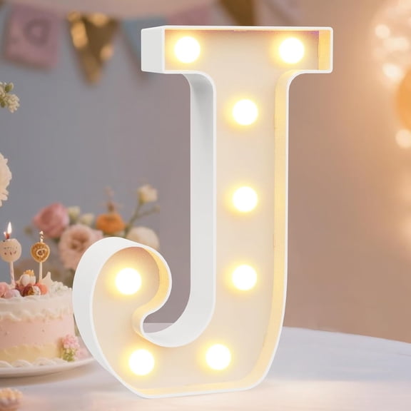 HIBIBUD Led Marquee Letter Lights Sign,Light Up Alphabet Letter for Home Party Wedding Decoration J,Letter J