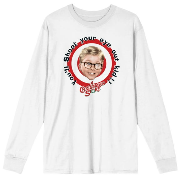 A Christmas Story You'll shoot Your Eye Out Kid Men's White Long Sleeve Shirt-3XL