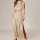 thumbnail image 4 of Vestido Formal De Satén Vestidos largos para mujer Vestido de noche con cuello simulado y abertura lateral para cóctel (Beige S) Ygjytge para Mujer Beige T XL, 4 of 8