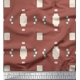 thumbnail image 1 of Soimoi Brown Modal Satin Fabric Geometric Abstract Print Fabric by the Yard 42 Inch Wide, 1 of 3
