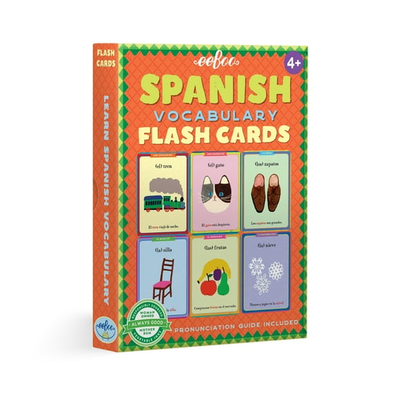 eeBoo's Spanish Vocabulary Flash Cards for Kids, Multicolor