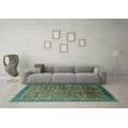 thumbnail image 3 of Ahgly Company Indoor Square Oriental Turquoise Blue Industrial Area Rugs, 4' Square, 3 of 4