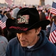thumbnail image 2 of JULMCOMO 250th Anniversary USA Cowboy Hat Felt American Flag Roll Up Vintage 1776 Hat for 4th Of July Black, 2 of 5