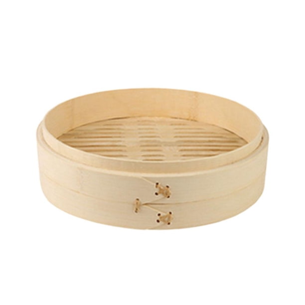 EZLIFE Cesta de vapor de bambú Cesta para cocinar al vapor con tapa y paño para cocinar al vapor H2F3