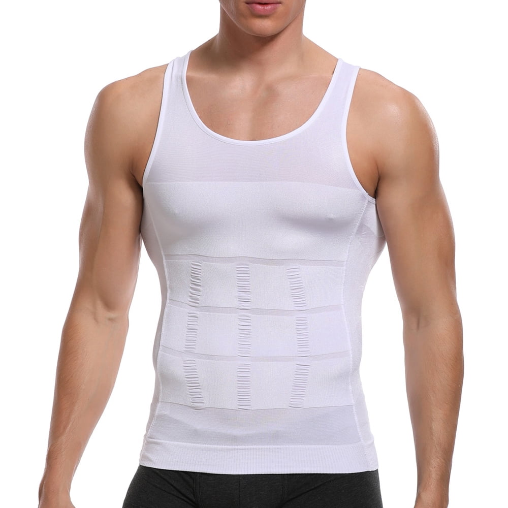 MENS BODY CONTOURING DUAL COMPRESSION UNDERSHIRT MED 3 pack WHITE 