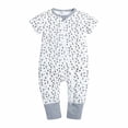 thumbnail image 2 of IROINNID Discount Cotton Neutral Onesies Summer Newborn Baby Girls Boys Bodysuit Short Sleeve Printed Zipper One-piece Romper Jumpsuit,Gray, 2 of 3