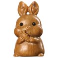 thumbnail image 1 of MasteelfCA Wooden DIY Rabbit Ornament Exquisite Bunny Holding Rabbit Statue Desktop Decoration, 1 of 8