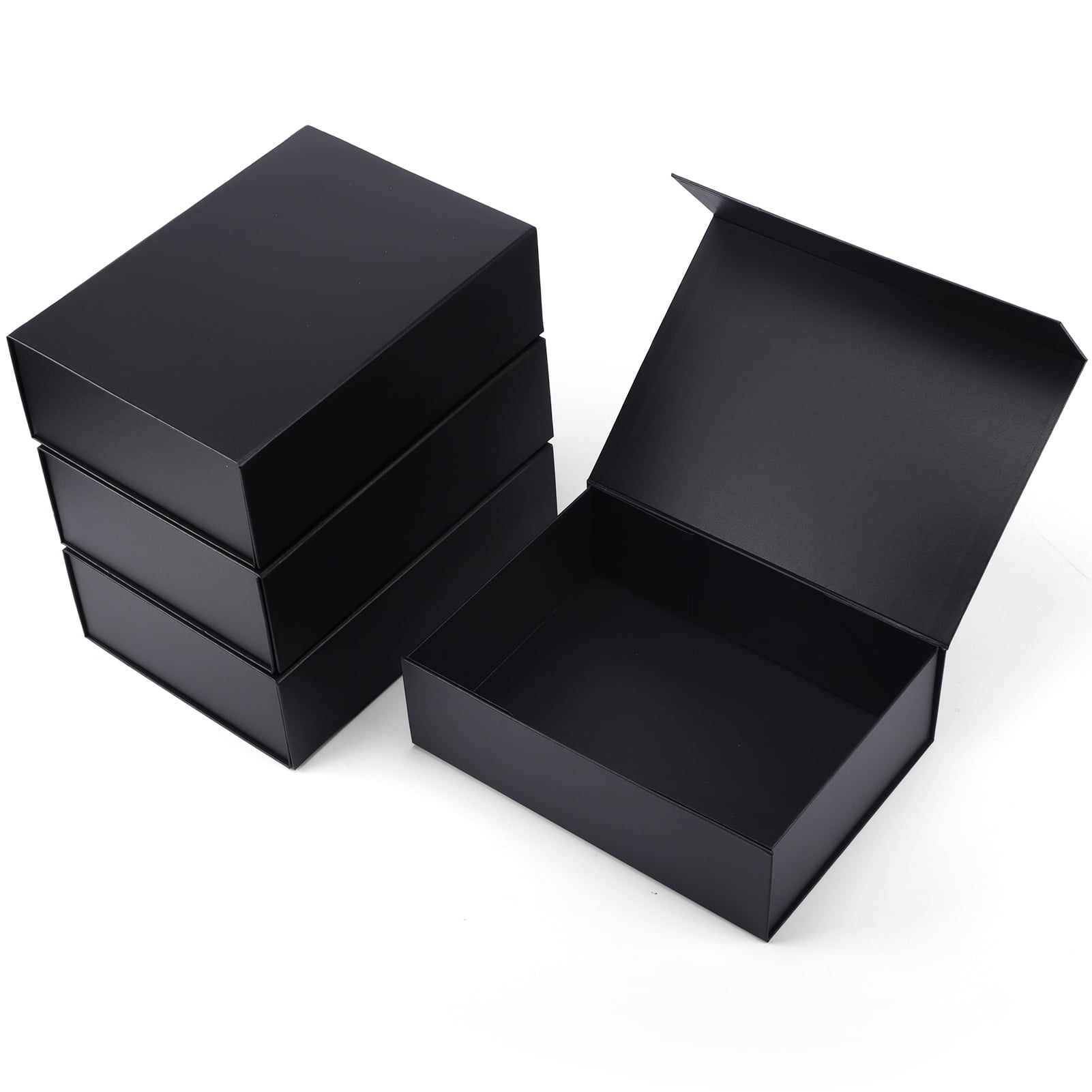 11x8x3.5 Gift Boxes Set of 4, Black Box for Wedding
