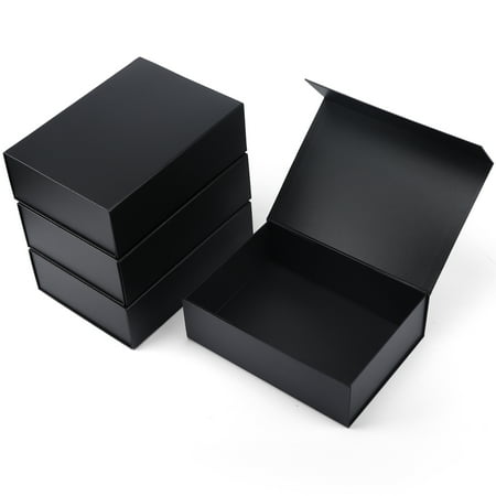 11x8x3.5 Magnetic Gift Boxes Set of 4 Black Magnetic Box for Wedding Groomsmen Bridesmaid Proposal Birthdays Mother s Day