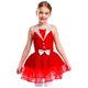 thumbnail image 4 of Niños Niñas Navidad Ballet danza lírica disfraz Halter con espalda descubierta lentejuelas brillantes vestido de Ballet de terciopelo falda tutú, 4 of 5