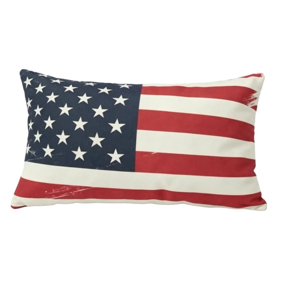 JWZZYD Vintage American Flag Lumbar Throw Pillow, 8.7"x15" Soft Comfortable Decorative Pillow, Patriotic USA Flag Cushion for Couch, Sofa, Bed, 4th of July and Holiday Home Decoration, 1 Pack