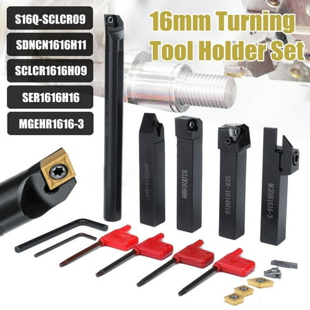 

New 16mm Shank Lathe Boring Bar Turning Tool Holder + Inserts + Wrench Kit