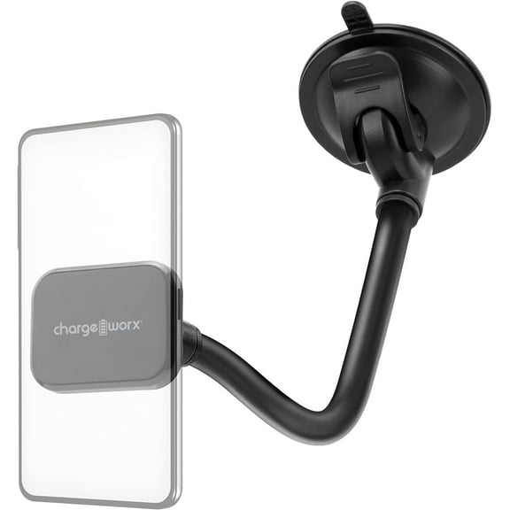 CHARGEWORX Magnetic Phone Mount for Car Windshield | 14-Inch Flexible Arm, 360-Degree Rotation | Holds Smartphones in Place While Driving | Locking Suction Cup | Designed for Smartphones